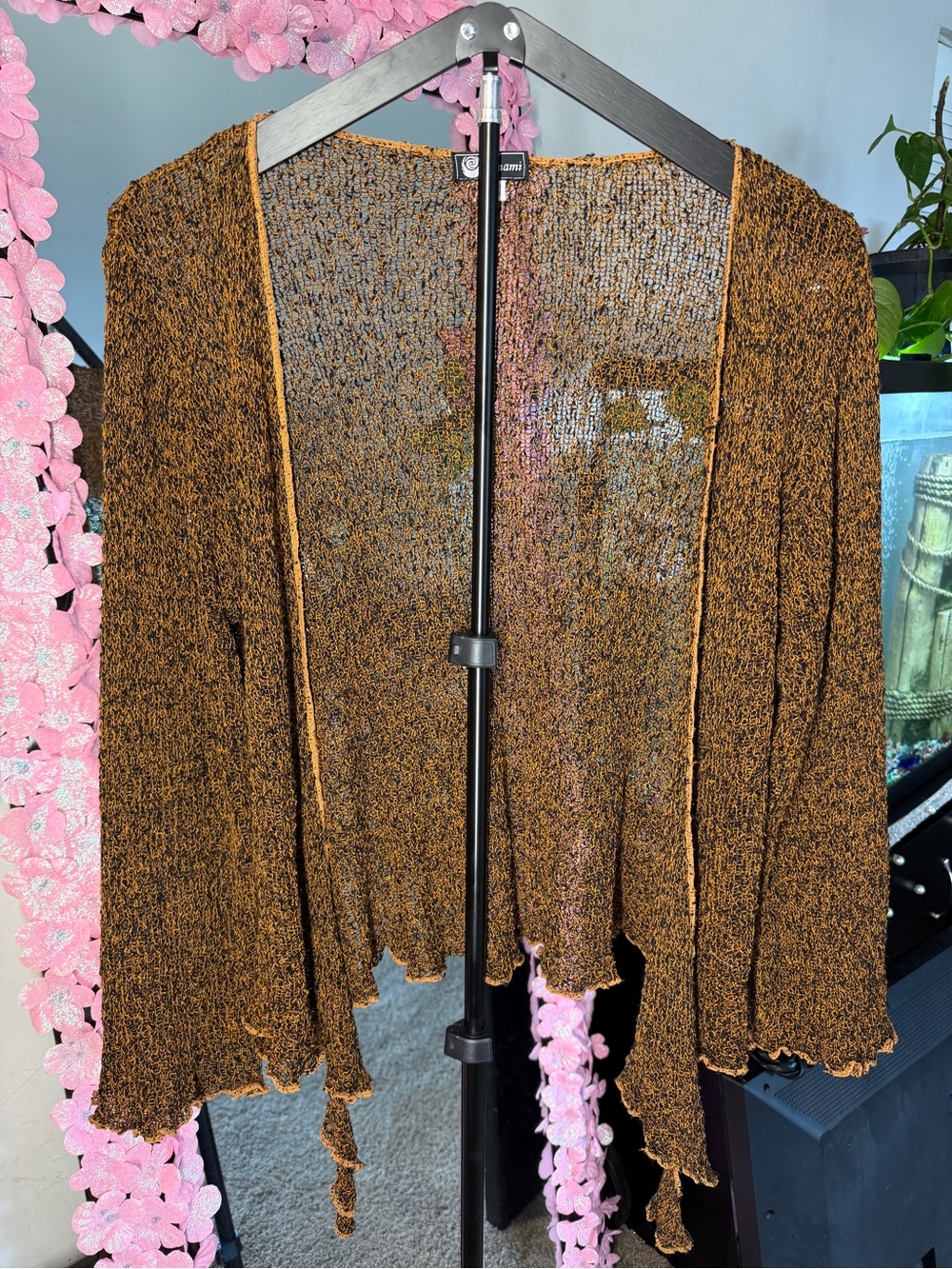 Lightweight Brown Open-Front Women’s Sweater Cardigan hand made
